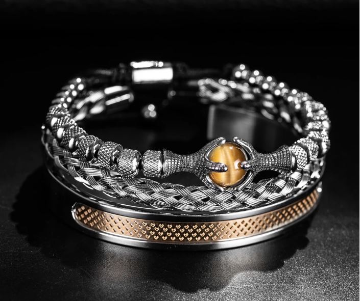 Pulseira 3 peças Tiger Eye