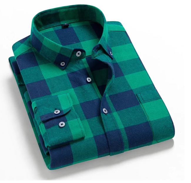 camisa xadrez casual manga comprida