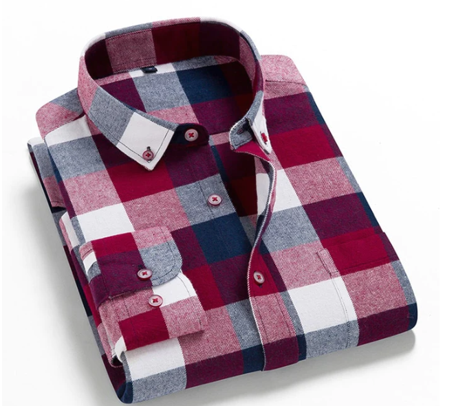 camisa xadrez casual manga comprida