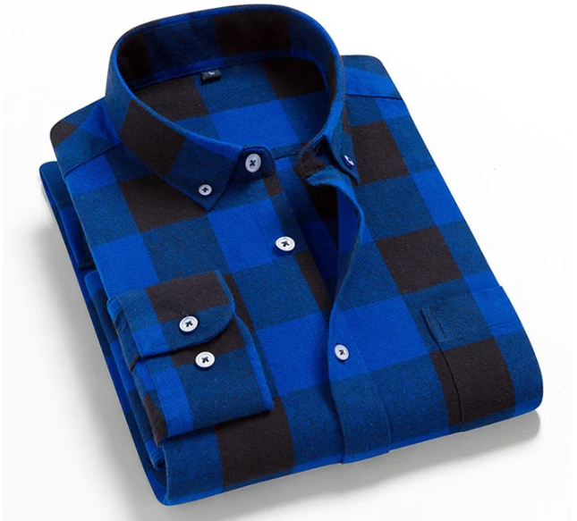 camisa xadrez casual manga comprida