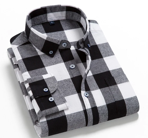 camisa xadrez casual manga comprida