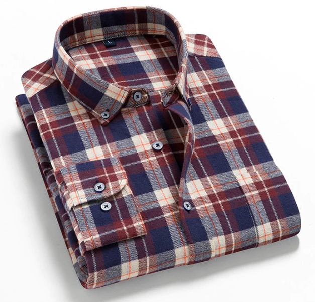 camisa xadrez casual manga comprida