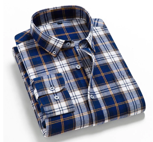 camisa xadrez casual manga comprida