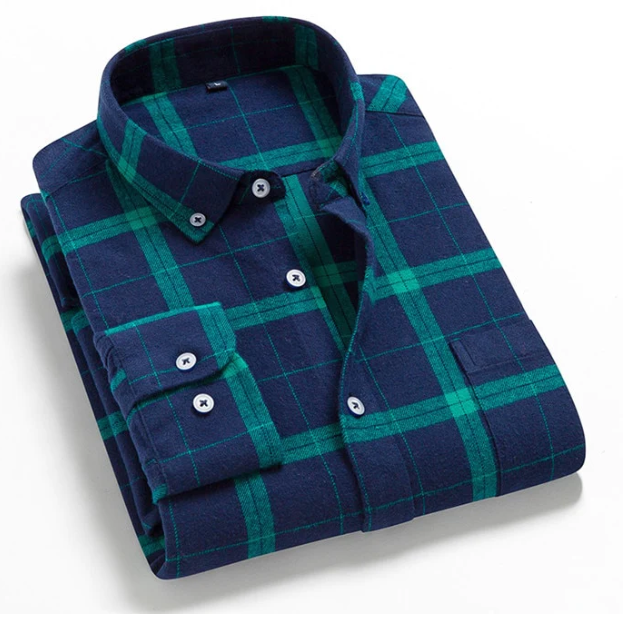 camisa xadrez casual manga comprida