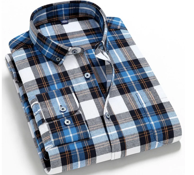 camisa xadrez casual manga comprida