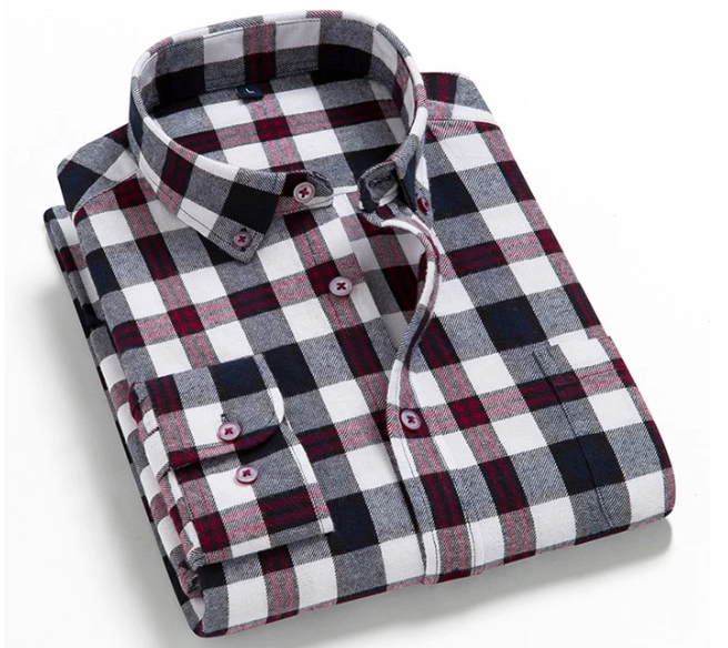 camisa xadrez casual manga comprida