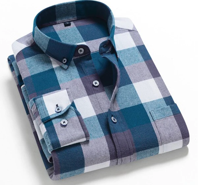 camisa xadrez casual manga comprida