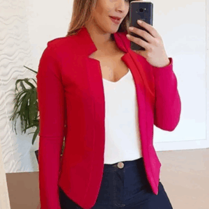 terno manga comprida jaqueta cardigan cor sólida