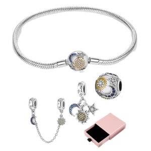 Kit 3 Sol e Lua Berloques + 1 Pulseira + Brinde