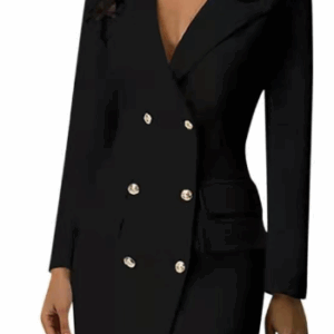 Duplo peito Trench Coat Solid Color Vestido de terno fino jaqueta
