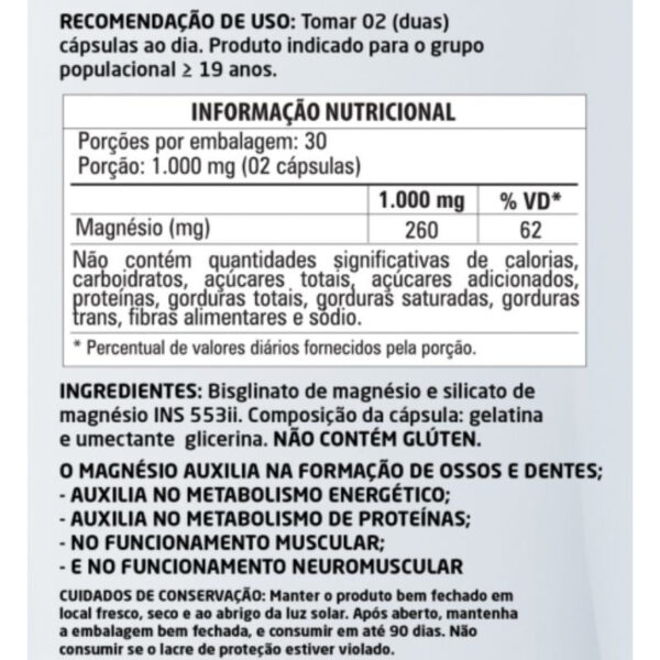Magnésio Quelato 60 cápsulas 500mg Herbalize - Image 2