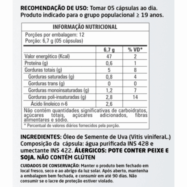 Óleo de Semente de Uva 60 cápsulas 1000mg Herbalize - Image 2