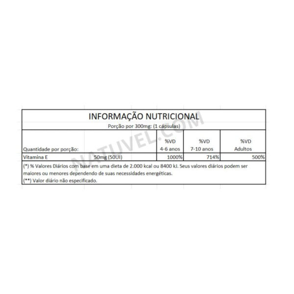 Vitamina E 240mg 60 cápsulas Equilíbrio Vital - Image 2