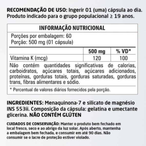 Vitamina K2 60 cápsulas 500mg Herbalize - Image 2
