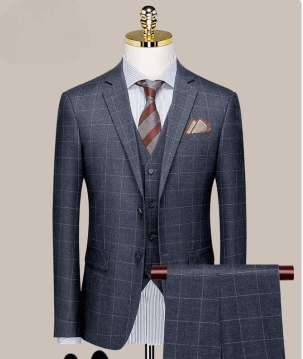 Terno Masculino Xadrez Casual | Kit Completo (Blazer, Colete e Calça) - Image 2