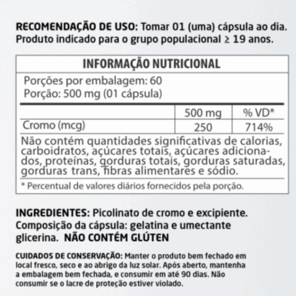 Picolinato de Cromo 60 cápsulas 500mg Herbalize - Image 2