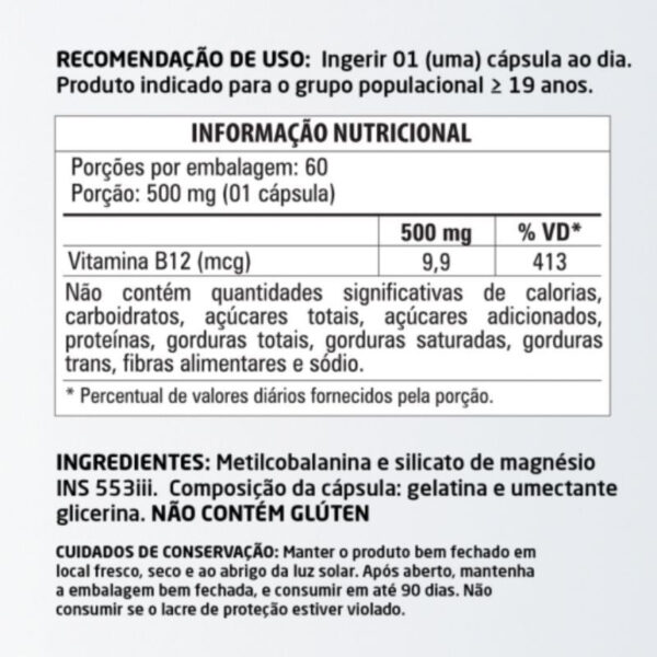 Vitamina B12 60 cápsulas 500mg Herbalize - Image 2