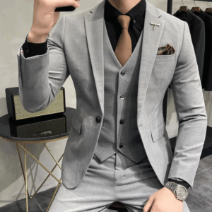 Terno Masculino High End Casual | Kit Completo (Blazer, Colete e Calça)