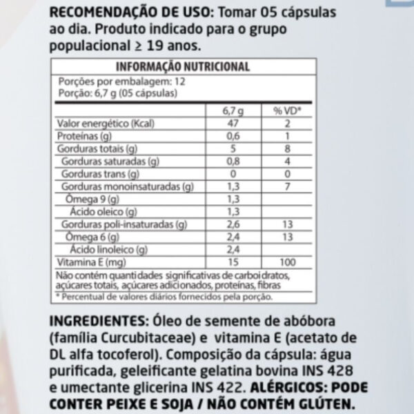 Óleo de Semente de Abóbora 60 cápsulas 1000mg Herbalize - Image 2